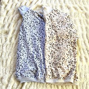 TWO Aerie Good Vibes Leopard Animal Print Quarter Zip Pullover Sweatshirt SIZE M